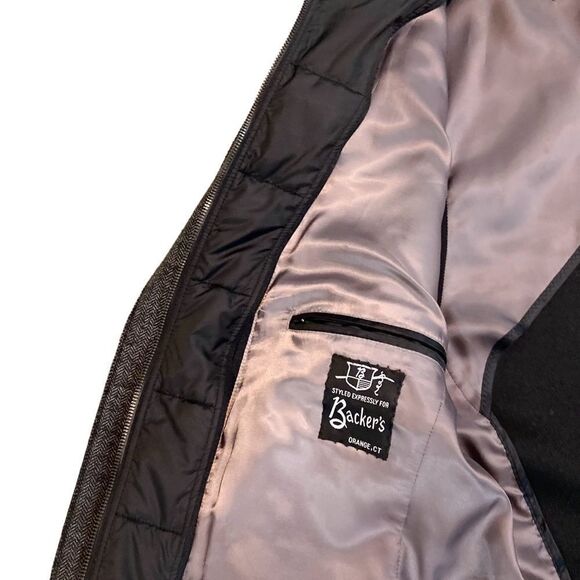 Bugatti men’s charcoal gray wool blend chevron lined outer coat european 44R - Picture 11 of 16